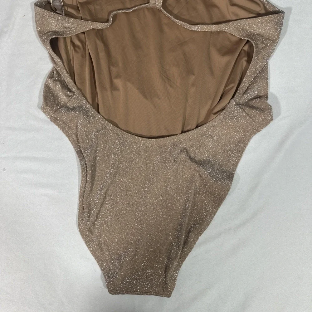NWT $58 SKIMS [ PLUS 3X ] Glitter Swim‎ One-Piece Swimsuit in Sienna T2132